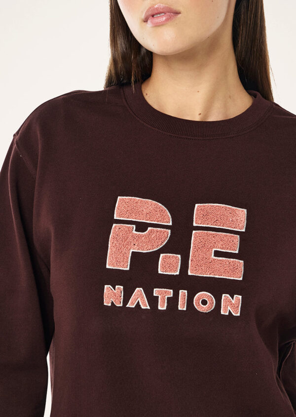 P.E Nation Heads Up Boucle Sweat In Mahogany - Image 2