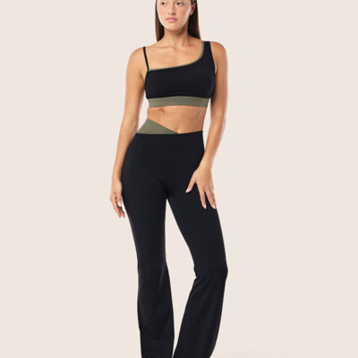 P.E Nation Wander Flare Legging In Black & Dusty Olive