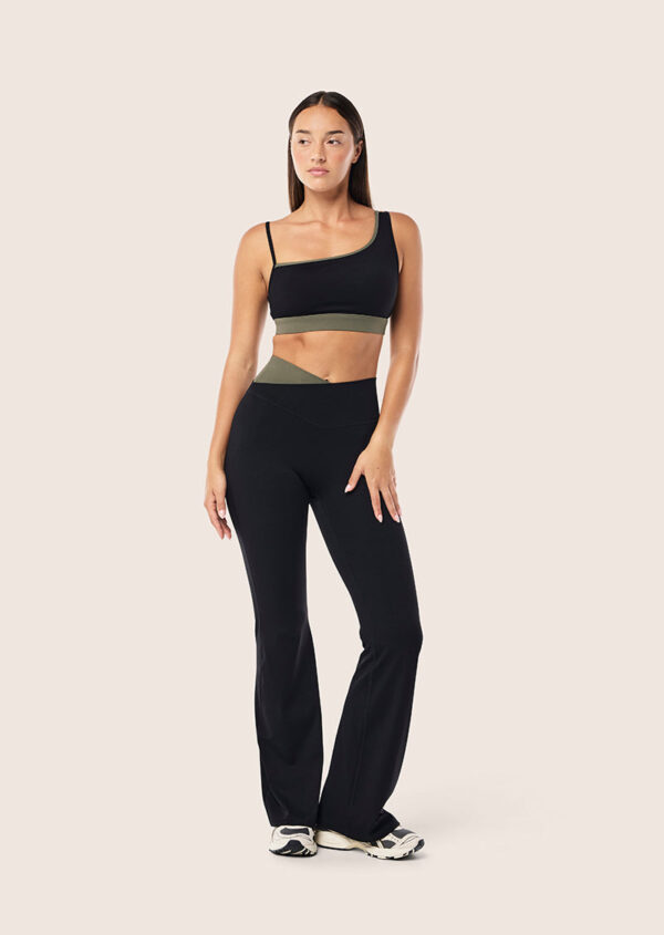 P.E Nation Wander Flare Legging In Black & Dusty Olive