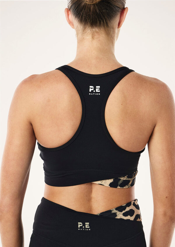 P.E Nation Wander Sports Bra In Black & Leopard - Image 3