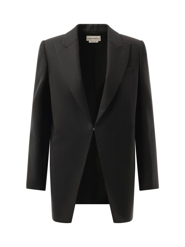 Alexander Mcqueen Cut Away Long Jacket in Grey - Image 2