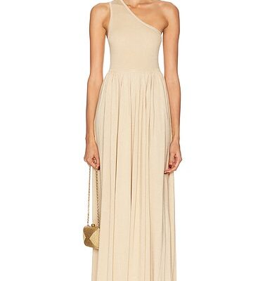 Zimmermann Crush Metallic Asymmetric Maxi Dress