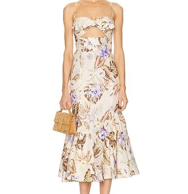 Zimmermann Coco Tie Front Midi Dress