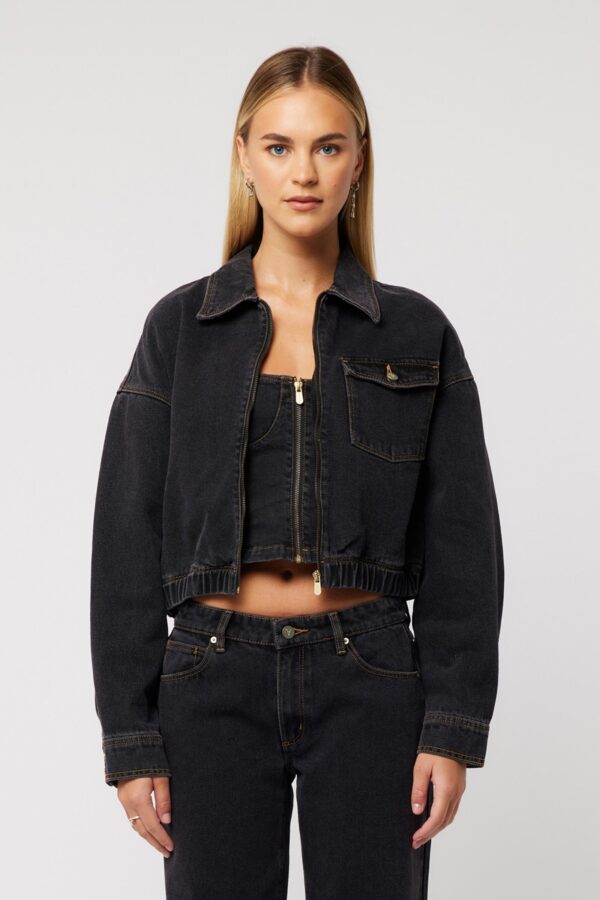 Denim Bomber Jacket Cara