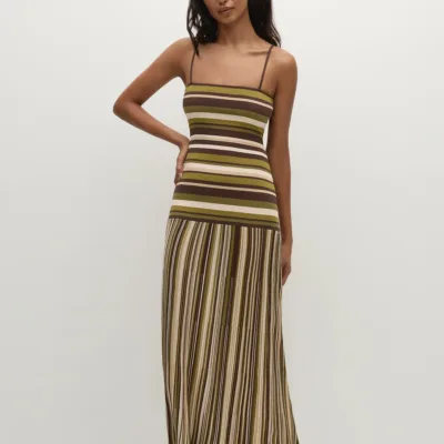 Essenia Knit Dress Espresso Pine Stripe