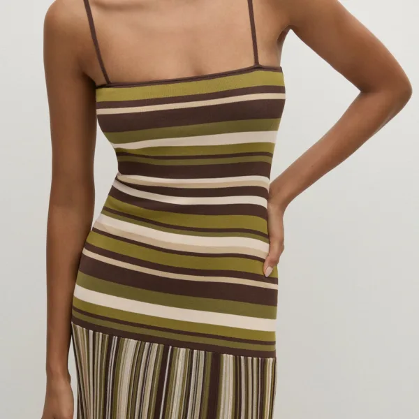 FAITHFULL Essenia Knit Dress Espresso Pine Stripe