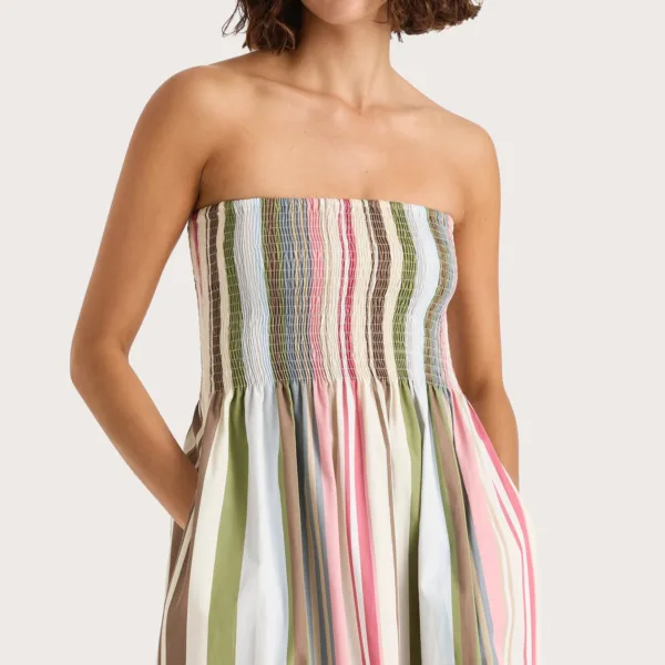 FAITHFULL Jamie Midi Dress Meleu Stripe Multi