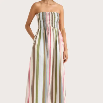 FAITHFULL Jamie Midi Dress Meleu Stripe Multi