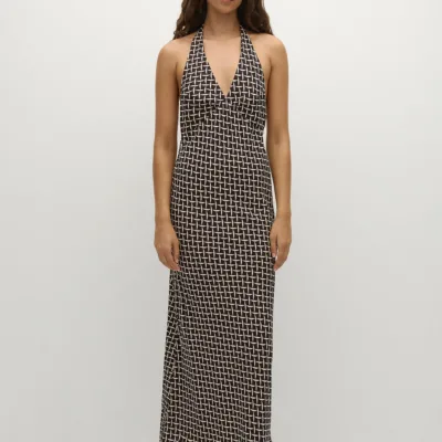 FAITHFULL Soame Maxi Dress Espresso Geo