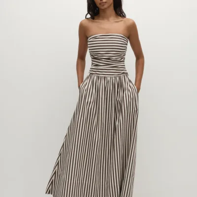 FAITHFULL Vera Maxi Dress Norway Stripe Espresso