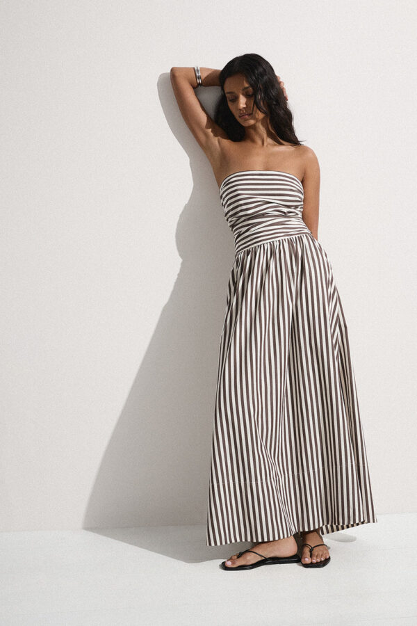 FAITHFULL Vera Maxi Dress Norway Stripe Espresso