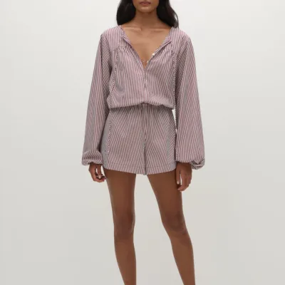 Frida Playsuit Maia Stripe Burgundy