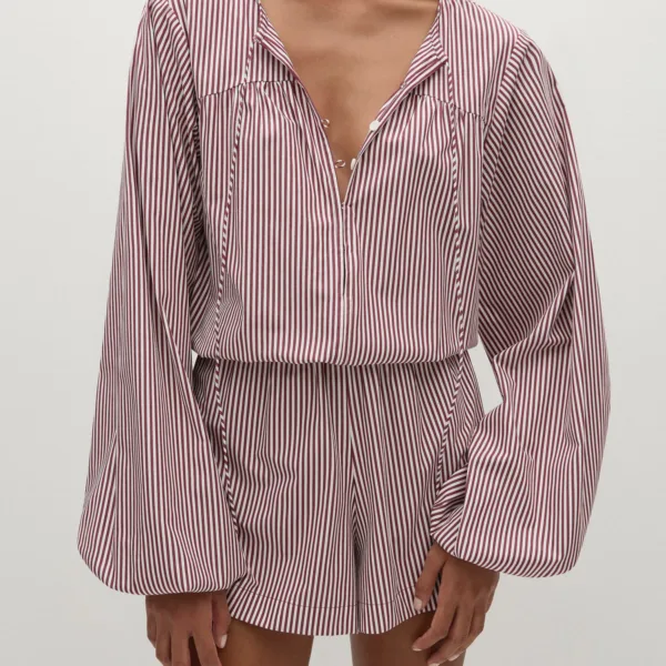 Frida Playsuit Maia Stripe Burgundy