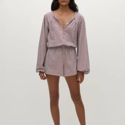 Frida Playsuit Maia Stripe Burgundy