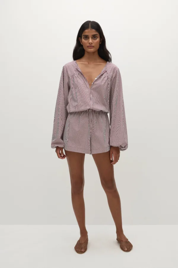 Frida Playsuit Maia Stripe Burgundy