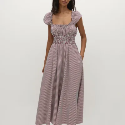 Janne Midi Dress Maia Stripe Burgundy