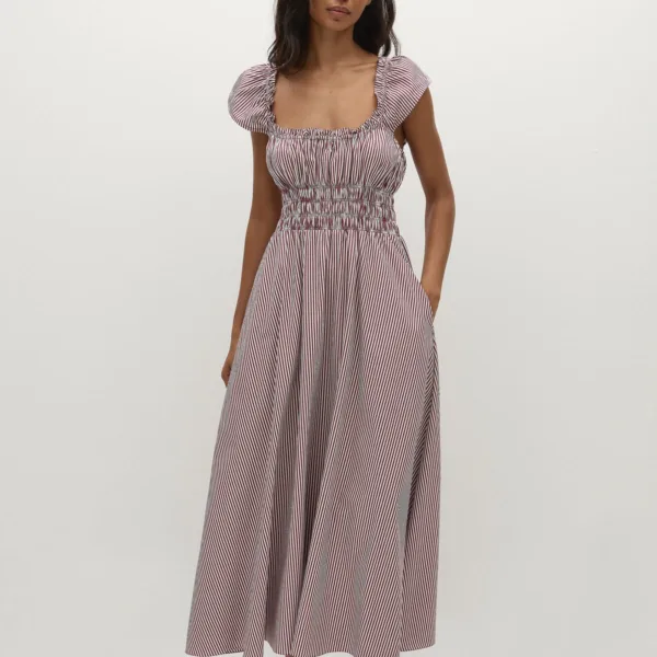 Janne Midi Dress Maia Stripe Burgundy