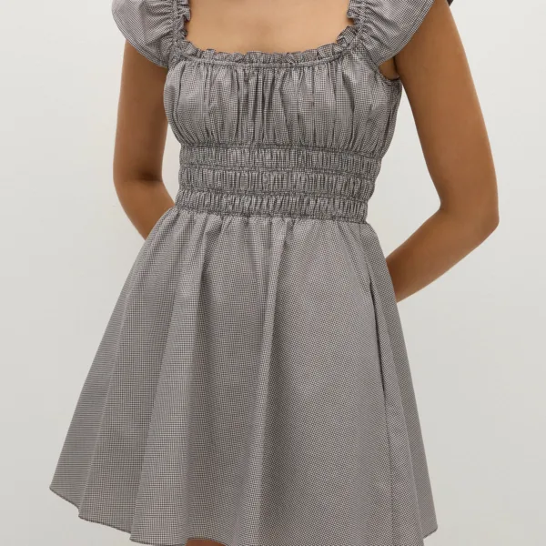 Janne Mini Dress Hanne Gingham Espresso