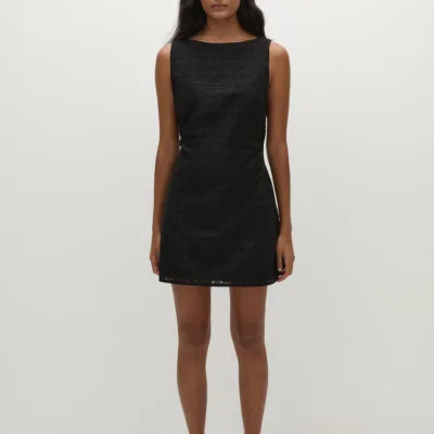 Lily Mini Dress Agnes Broderie Anglaise Black