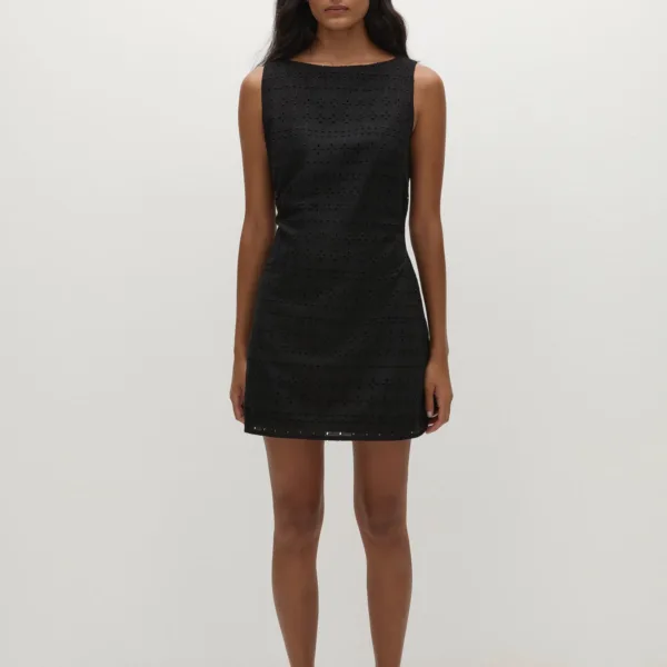 Lily Mini Dress Agnes Broderie Anglaise Black