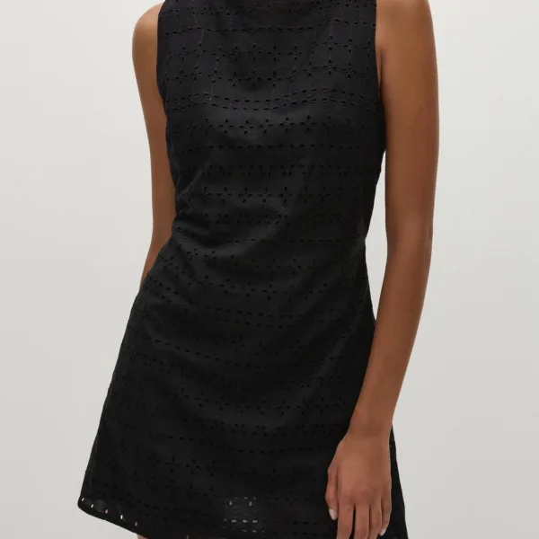 Lily Mini Dress Agnes Broderie Anglaise Black