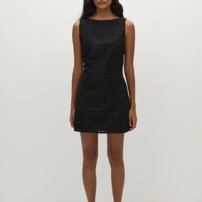 Lily Mini Dress Agnes Broderie Anglaise Black