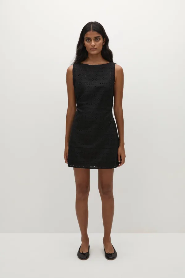 Lily Mini Dress Agnes Broderie Anglaise Black