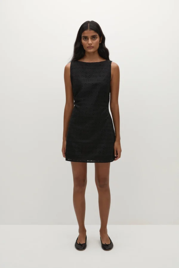 Lily Mini Dress Agnes Broderie Anglaise Black