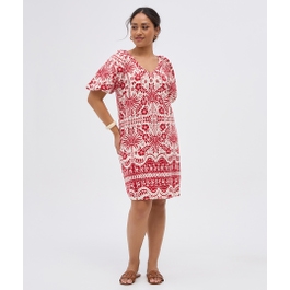 Linen Blend Print Dress