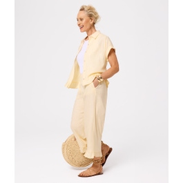 Linen Blend Ruffle Pant