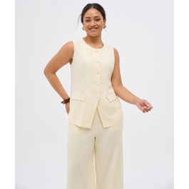 Longline Linen Blend Vest