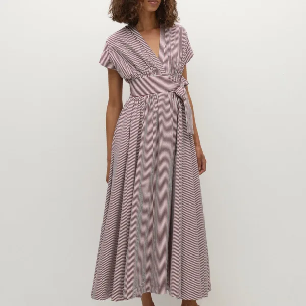 Lova Midi Dress Maia Stripe Burgundy