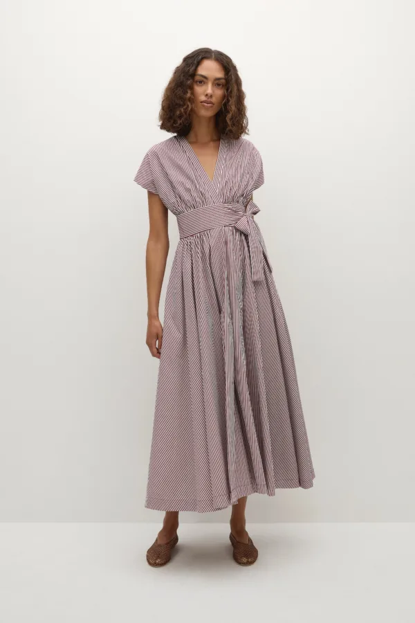 Lova Midi Dress Maia Stripe Burgundy