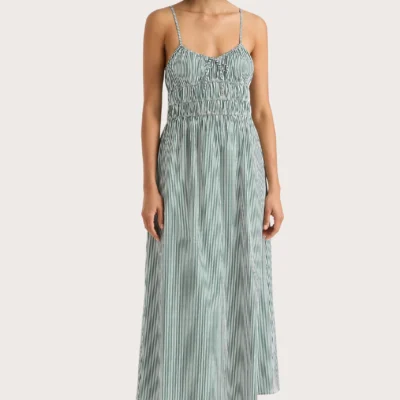 Marianne Midi Dress Green Stripe