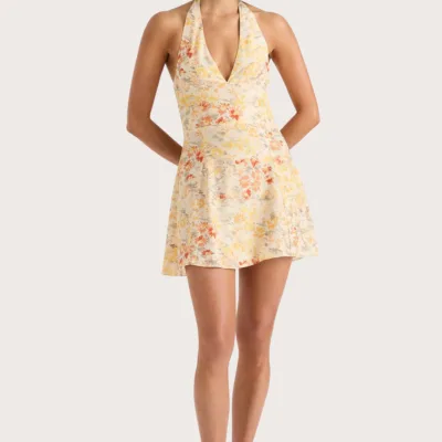 Mira Mini Dress Adeline Floral Yellow