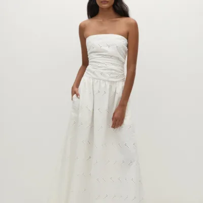 Moa Maxi Dress Birgitta Broderie Anglaise White