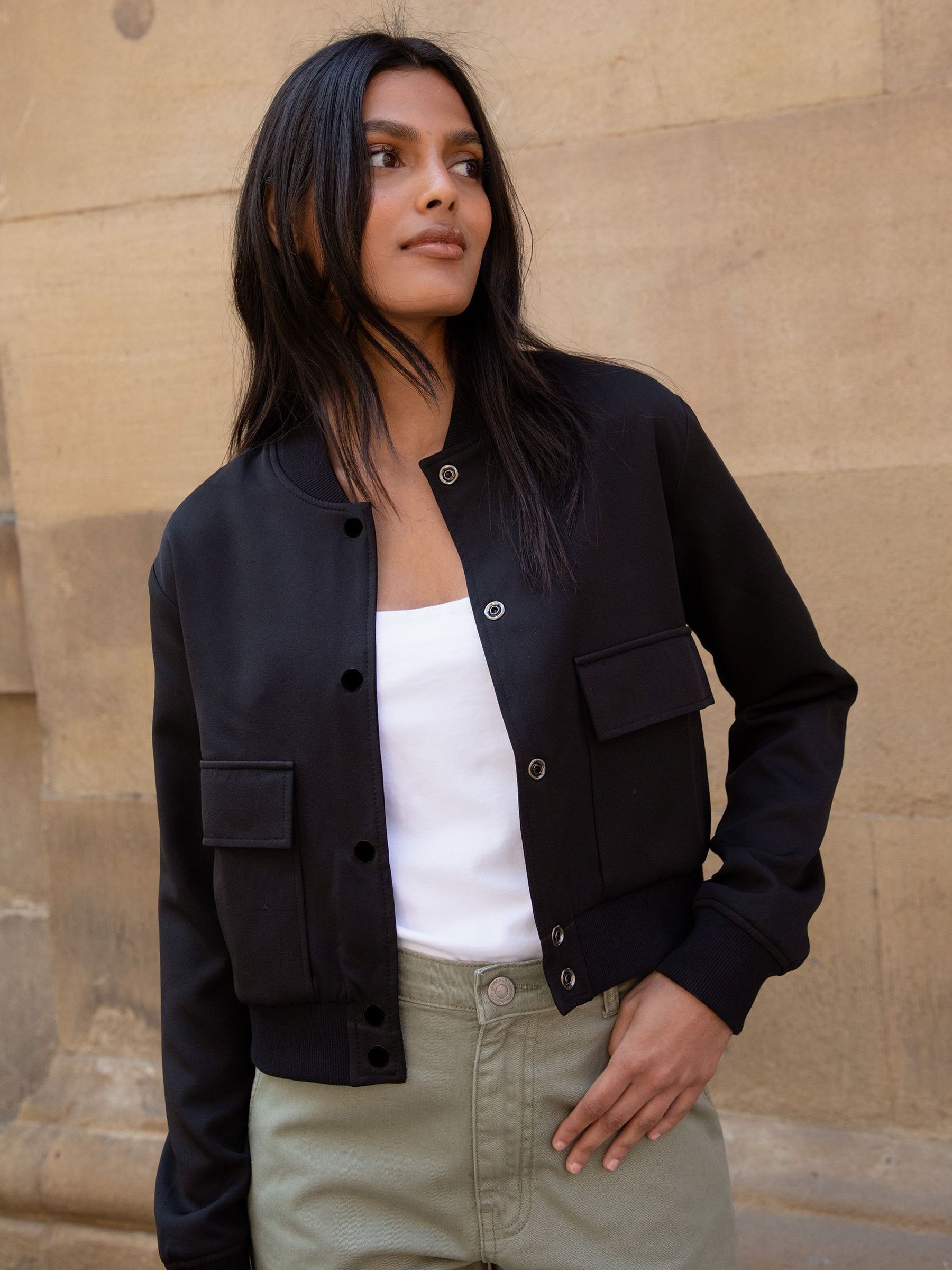 Threadbare Black Cropped Bomber Jacket Threadbare Black Cropped Bomber Jacket