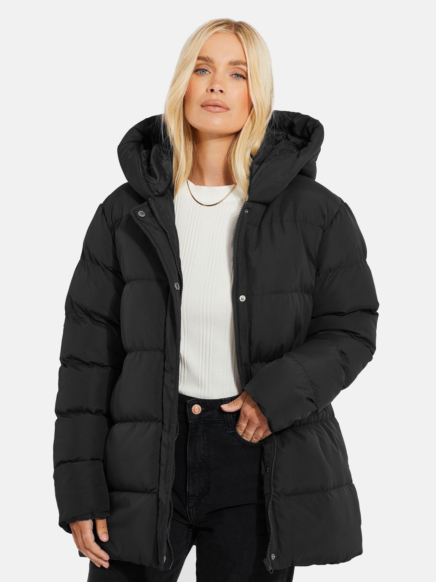 Threadbare Black Hooded Padded Jacket Threadbare Black Hooded Padded Jacket