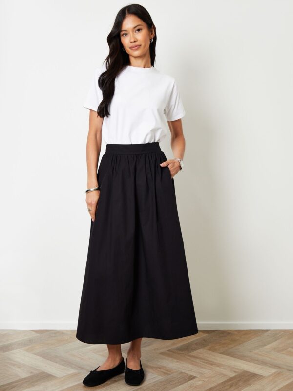 Threadbare Black Midi Skirt with Pockets