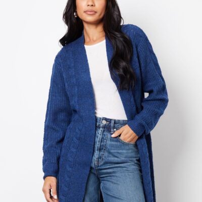 Threadbare Blue Ladies Rozanna Cable Detail Cardigan
