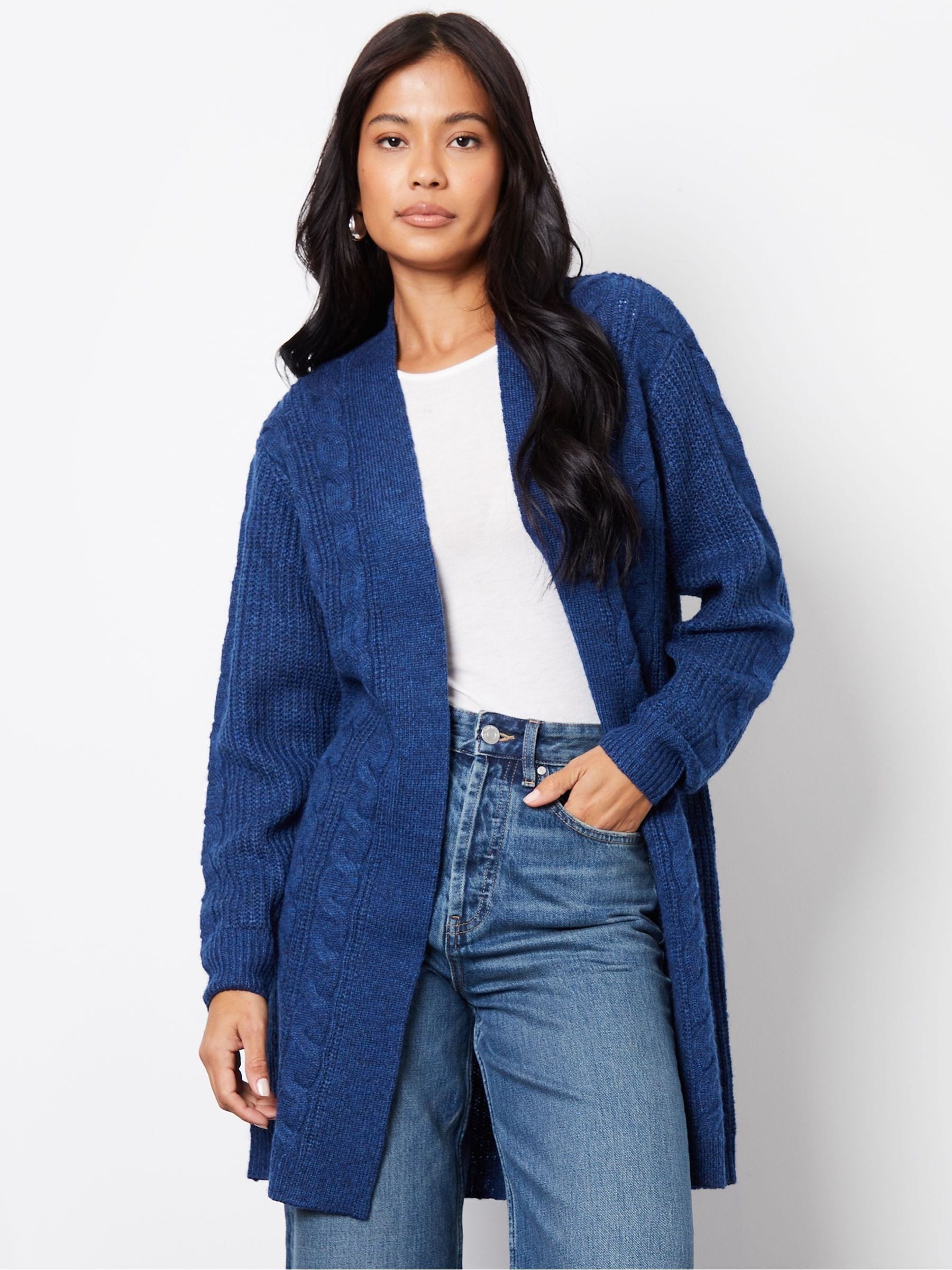Threadbare Blue Ladies Rozanna Cable Detail Cardigan Threadbare Blue Ladies Rozanna Cable Detail Cardigan