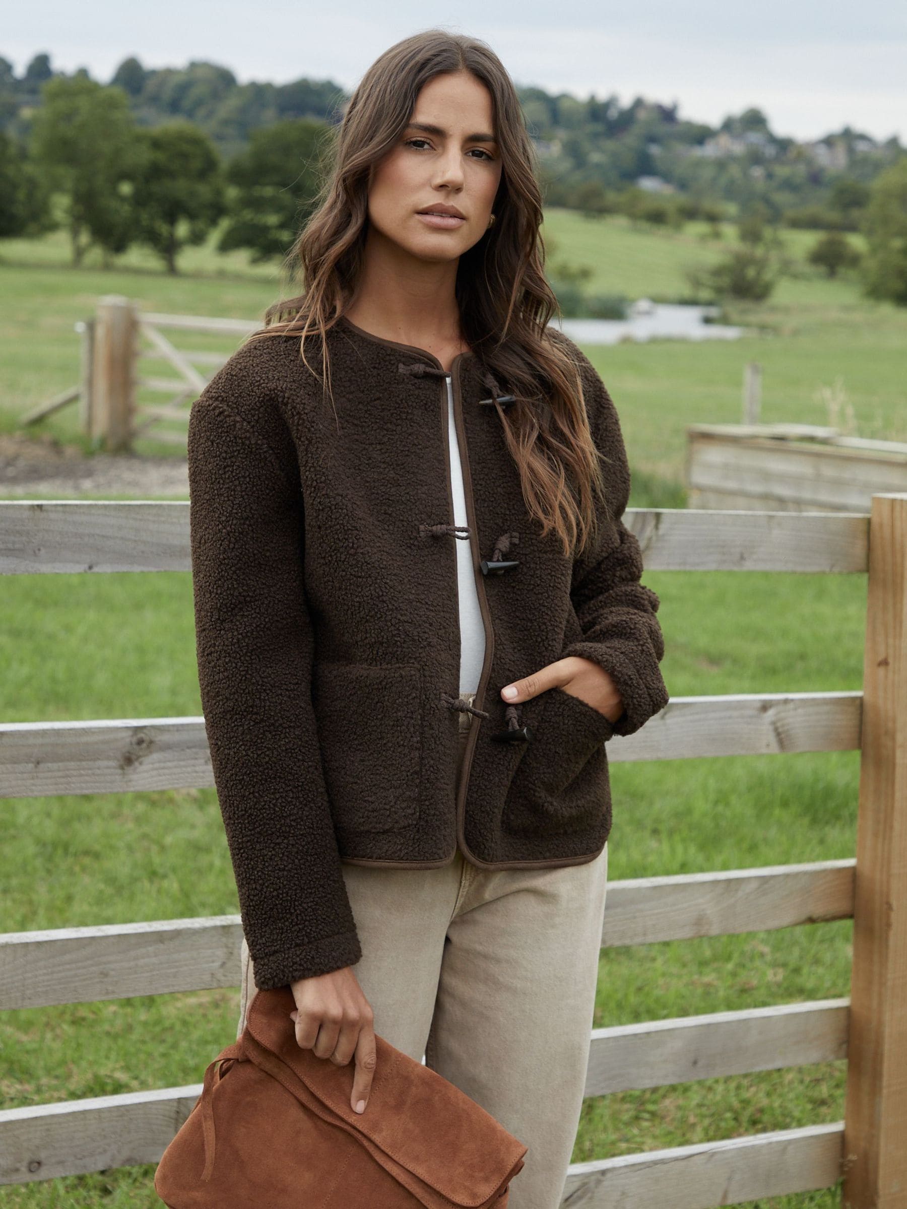 Threadbare Brown Borg Fleece Toggle Jacket Threadbare Brown Borg Fleece Toggle Jacket