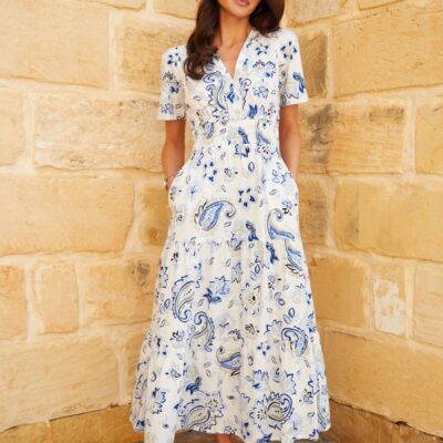 Threadbare Cream 100% Cotton Tiered Jersey Poplin Mix Maxi Dress