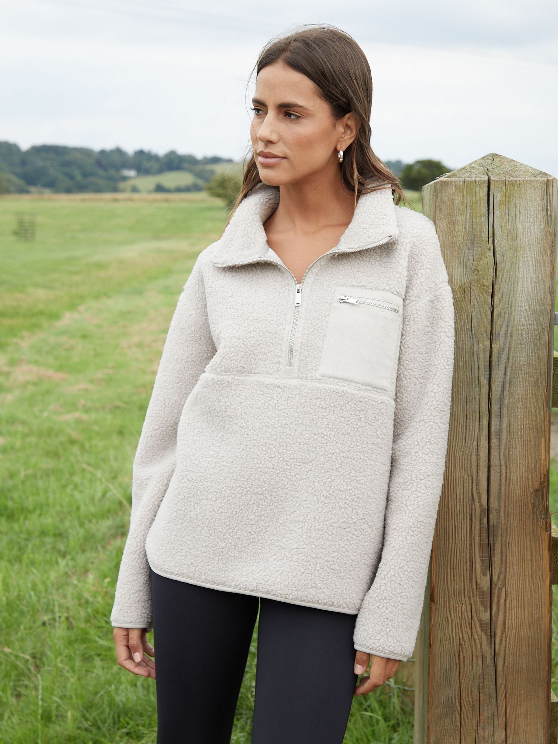 Threadbare Nude Half Zip Borg Fleece Threadbare Nude Half Zip Borg Fleece