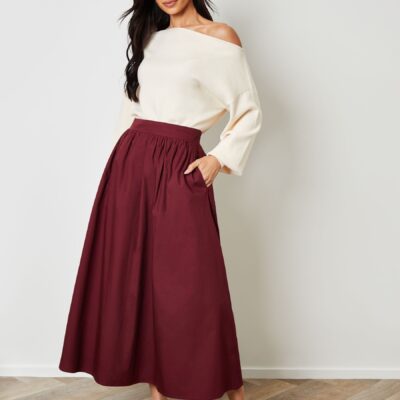 Threadbare Red Midi Skirt with Pockets