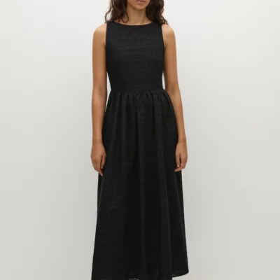 Tuva Midi Dress Agnes Broderie Anglaise Black