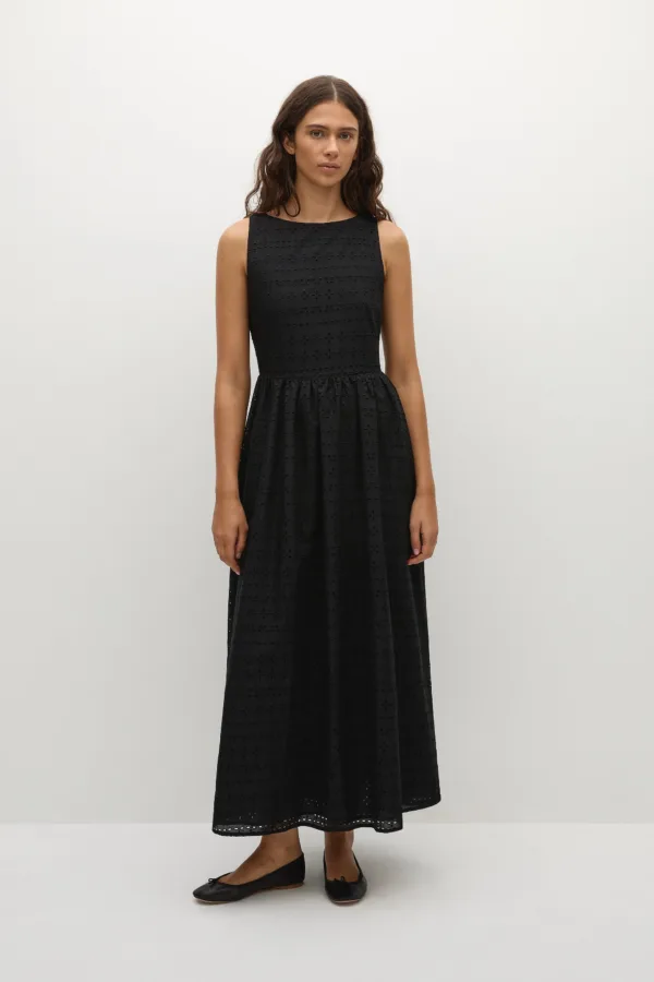 Tuva Midi Dress Agnes Broderie Anglaise Black