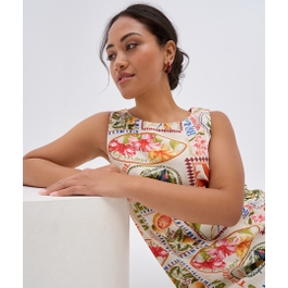 Viscose/Linen Print Dress