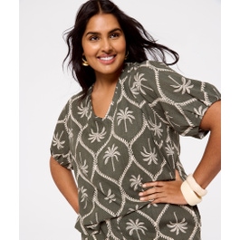 Viscose/Linen Print Top