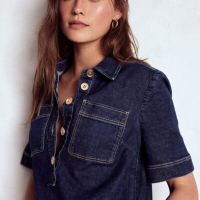 Boden Zia Denim Pocket Shift Dress